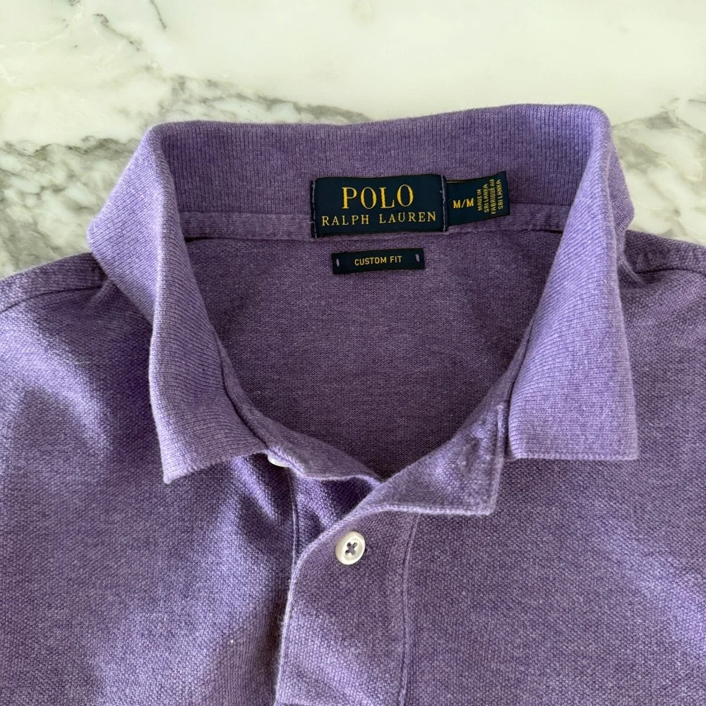 POLO Ralph Lauren Polo Shirt Mens Purple 100% ‎ Cotton, Med, custom fit